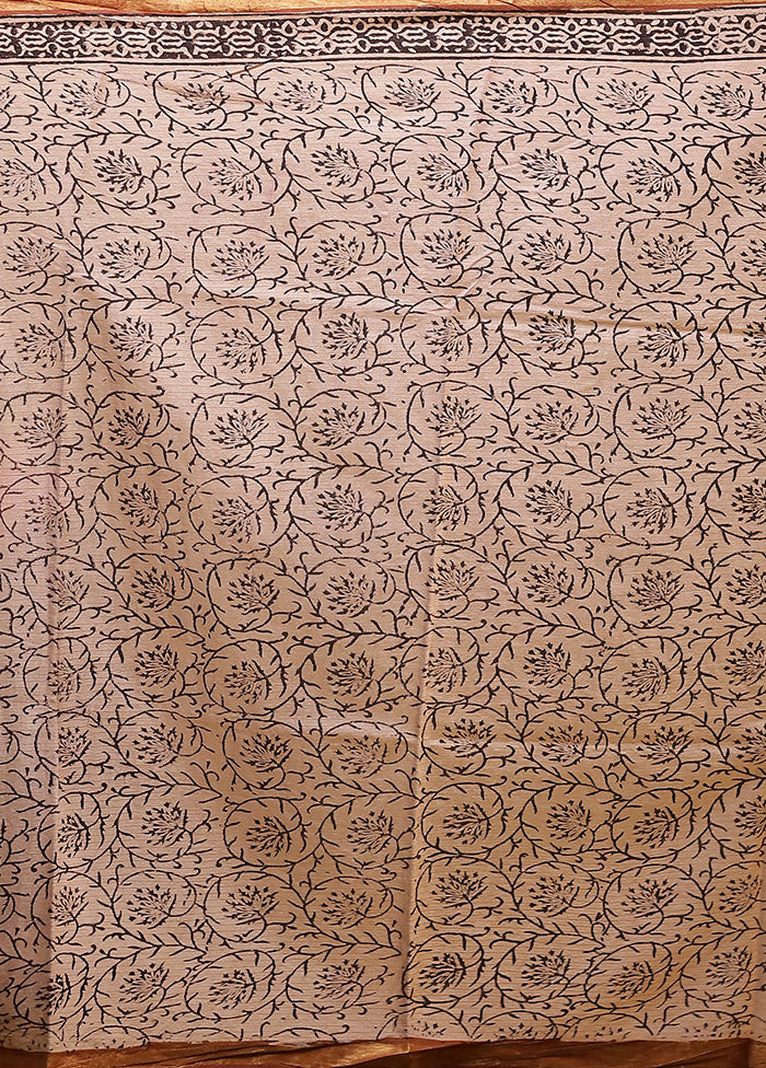 Black Chanderi Cotton Saree With Blouse Piece