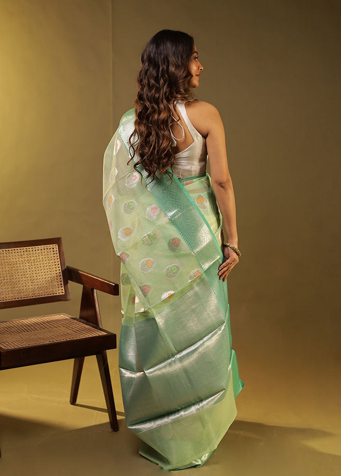 Green Cotton Saree With Blouse Piece