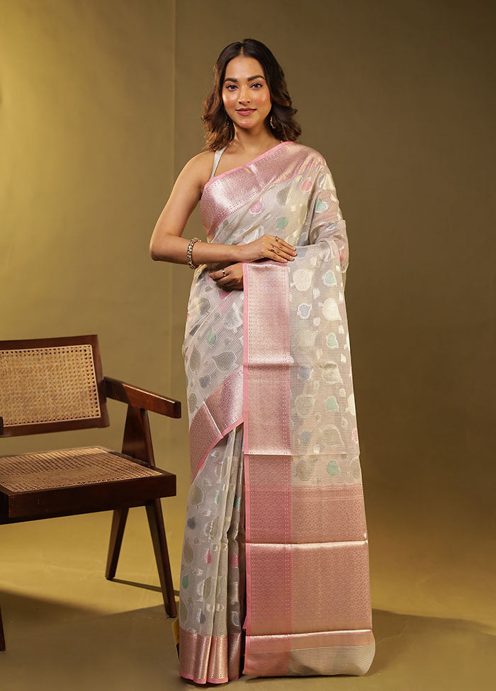 Grey Cotton Saree With Blouse Piece