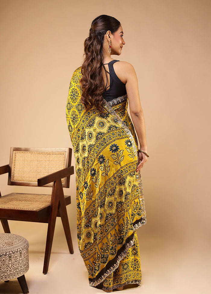 Green Printed Pure Silk Saree Without Blouse Piece