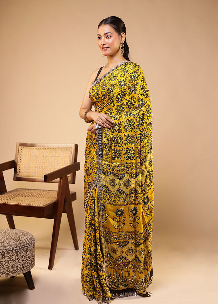 Green Printed Pure Silk Saree Without Blouse Piece