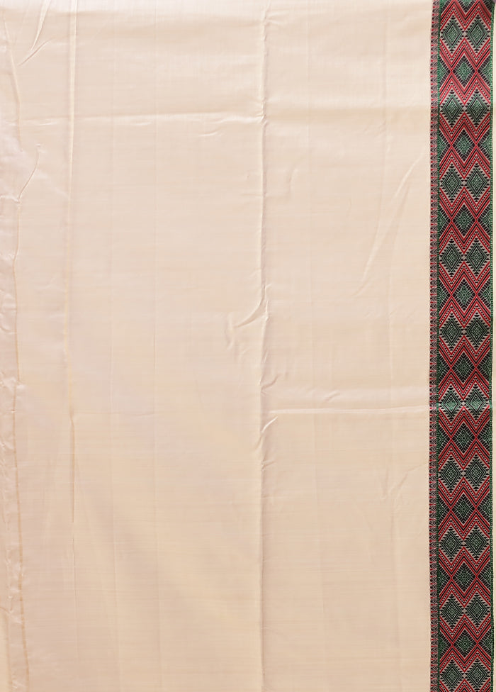 Cream Assam Silk Saree With Blouse Piece