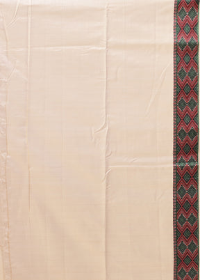 Cream Assam Silk Saree With Blouse Piece