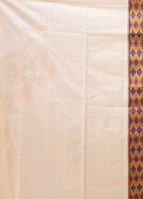 Cream Assam Silk Saree With Blouse Piece