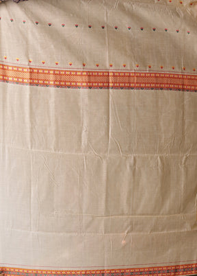 Cream Assam Silk Saree With Blouse Piece