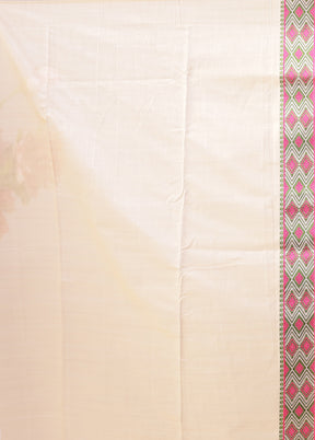 Cream Assam Silk Saree With Blouse Piece