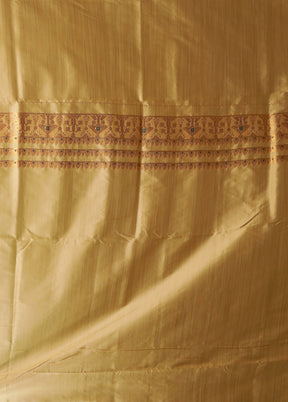 Cream Assam Silk Saree With Blouse Piece