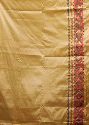 Cream Assam Silk Saree With Blouse Piece
