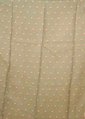 Green Cotton Saree With Blouse Piece