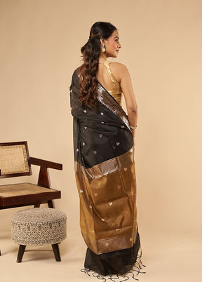 Black Cotton Saree With Blouse Piece
