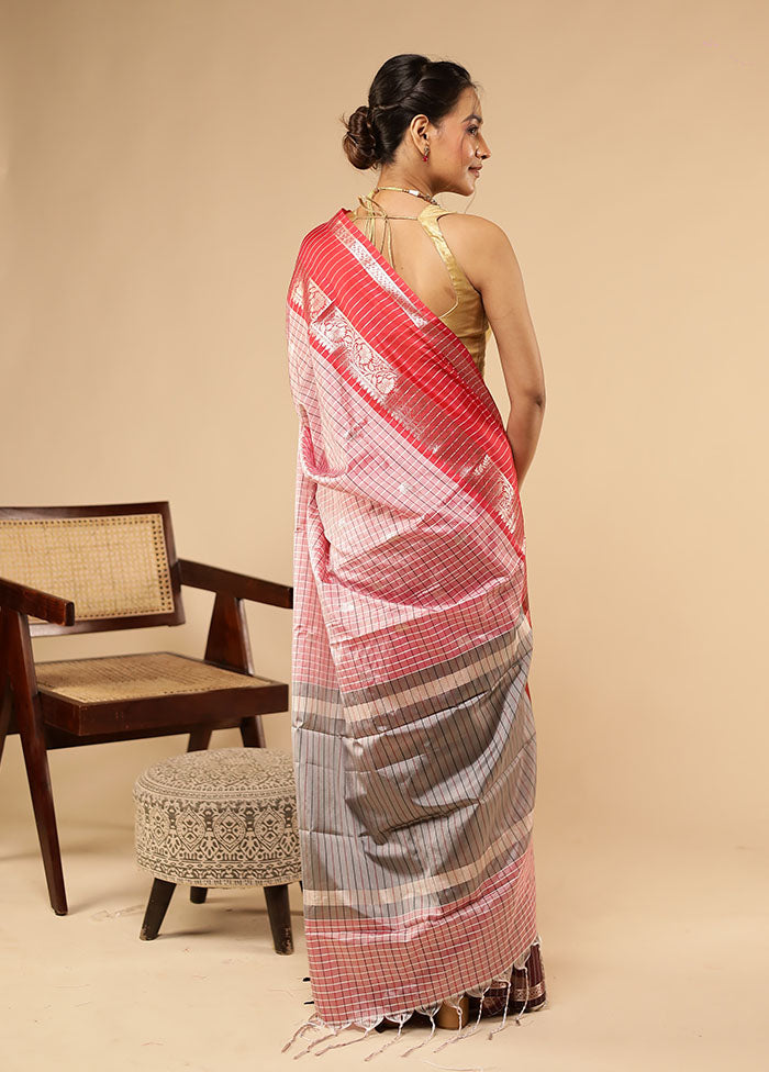 Pink Dupion Silk Saree With Blouse Piece