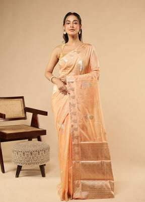 Peach Dupion Silk Saree With Blouse Piece