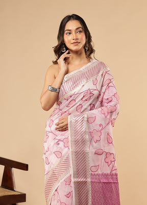 White Cotton Saree With Blouse Piece