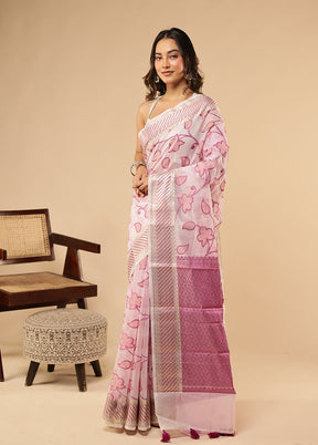 White Cotton Saree With Blouse Piece