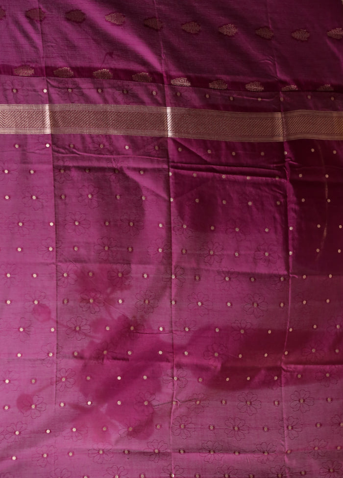 Purple Dupion Silk Saree With Blouse Piece