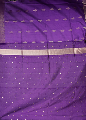 Purple Dupion Silk Saree With Blouse Piece