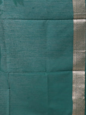 Green Dupion Silk Saree With Blouse Piece
