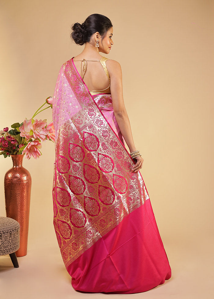 Pink Tanchoi Silk Saree With Blouse Piece