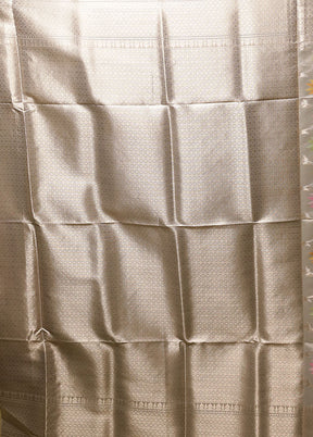 Cream Kora Silk Saree With Blouse Piece