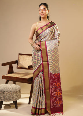 Multicolor Handloom Kanchipuram Pure Silk Saree With Blouse Piece