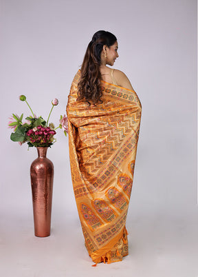 Orange Dupion Silk Saree With Blouse Piece