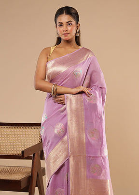 Purple Tissue Silk Saree With Blouse Piece