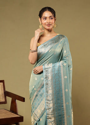Green Tissue Silk Saree With Blouse Piece