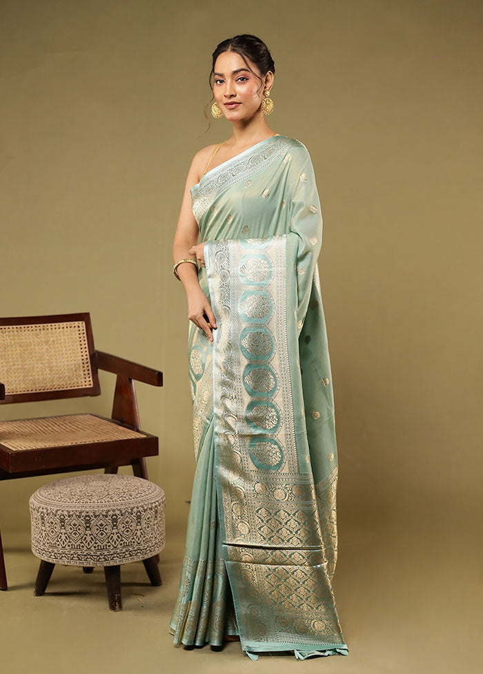 Green Tissue Silk Saree With Blouse Piece