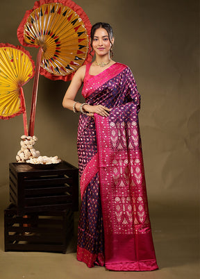 Purple Tanchoi Silk Saree With Blouse Piece