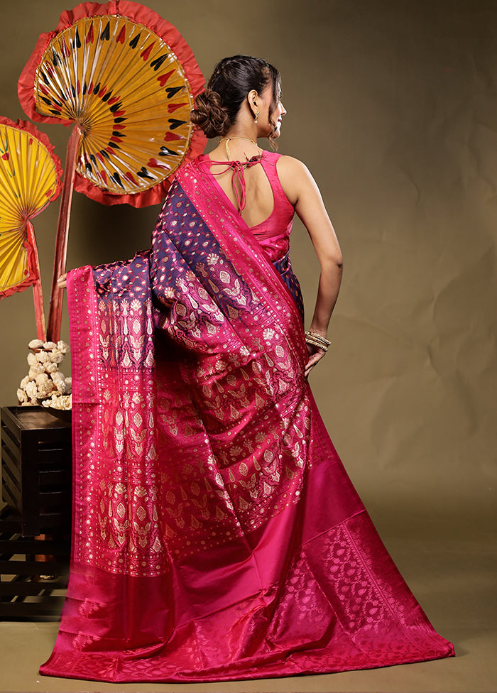 Purple Tanchoi Silk Saree With Blouse Piece