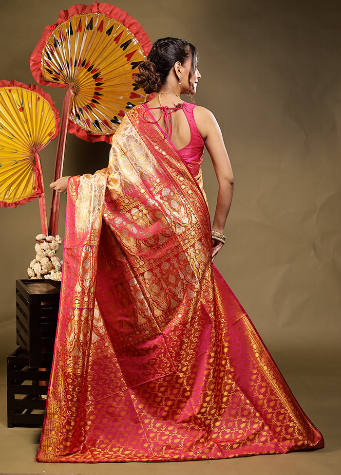 Pink Tanchoi Silk Saree With Blouse Piece