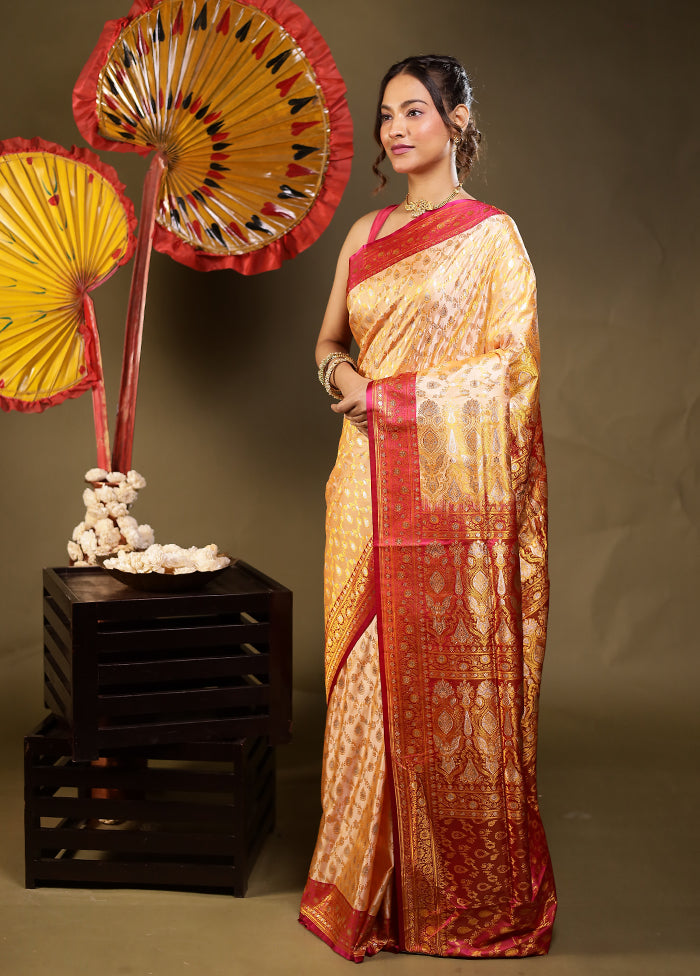 Pink Tanchoi Silk Saree With Blouse Piece