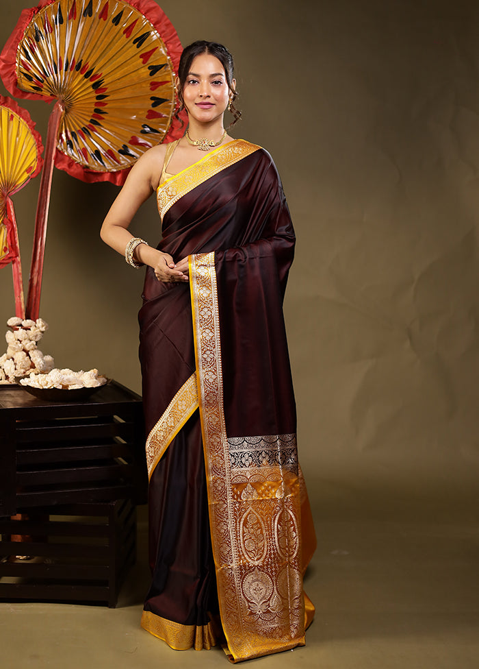 Maroon Banarasi Silk Saree With Blouse Piece