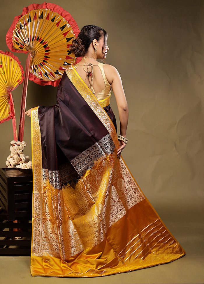 Maroon Banarasi Silk Saree With Blouse Piece