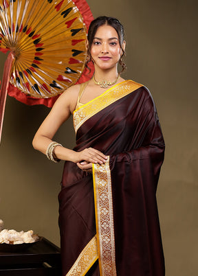Maroon Banarasi Silk Saree With Blouse Piece