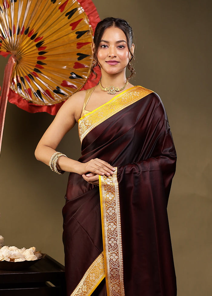 Maroon Banarasi Silk Saree With Blouse Piece