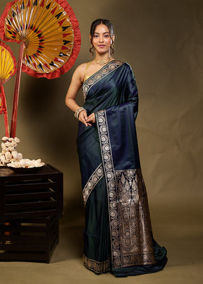 Green Banarasi Silk Saree With Blouse Piece