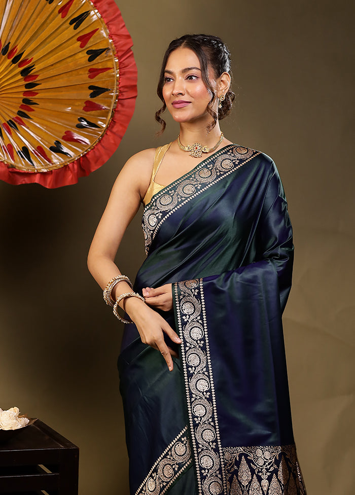 Green Banarasi Silk Saree With Blouse Piece