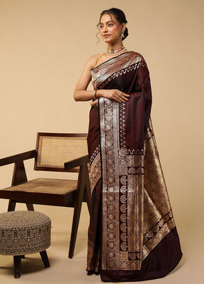 Black Banarasi Silk Saree With Blouse Piece
