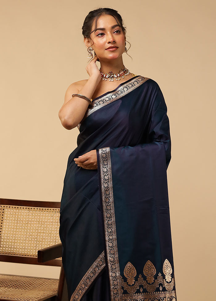 Green Banarasi Silk Saree With Blouse Piece
