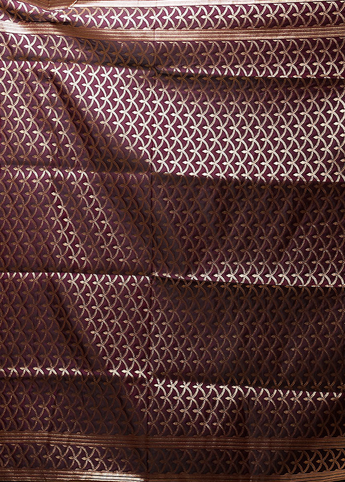 Purple Banarasi Silk Saree With Blouse Piece