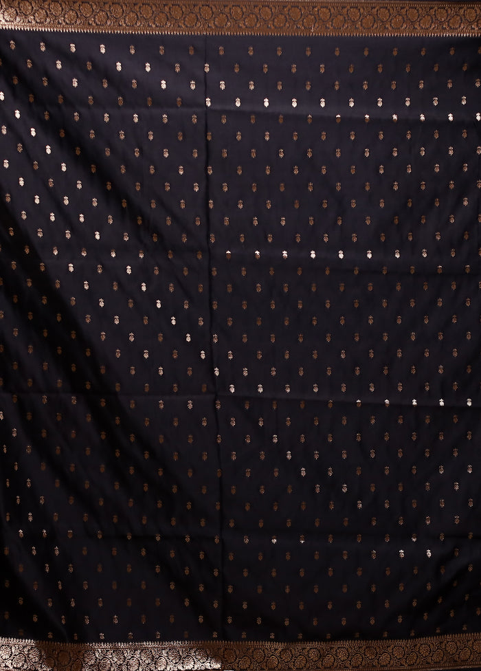 Black Banarasi Silk Saree With Blouse Piece