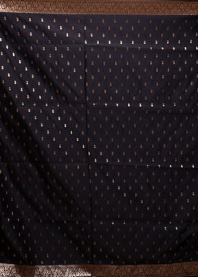 Black Banarasi Silk Saree With Blouse Piece