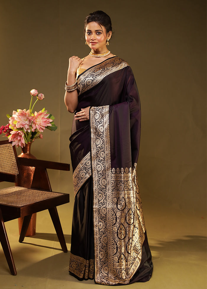 Blue Banarasi Silk Saree With Blouse Piece