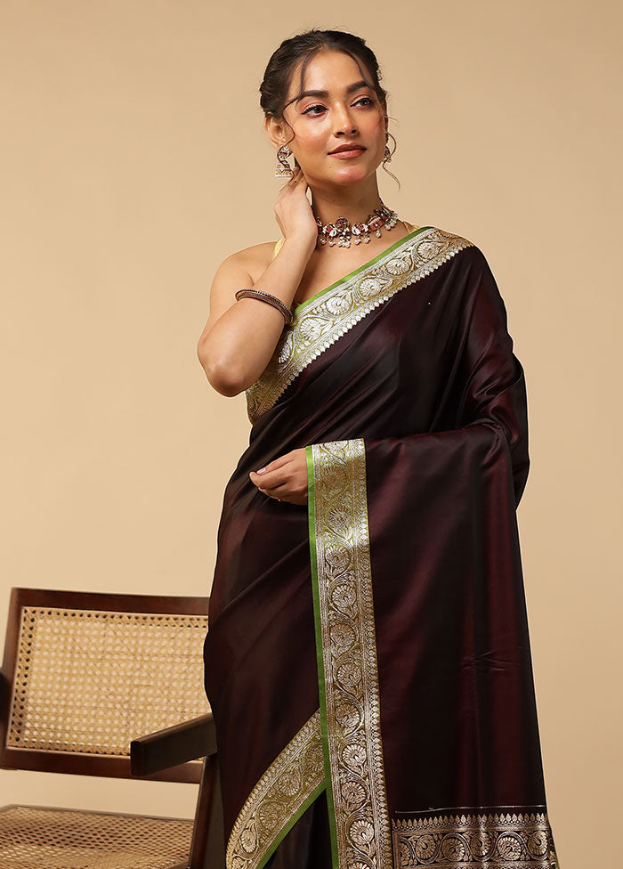 Black Banarasi Silk Saree With Blouse Piece