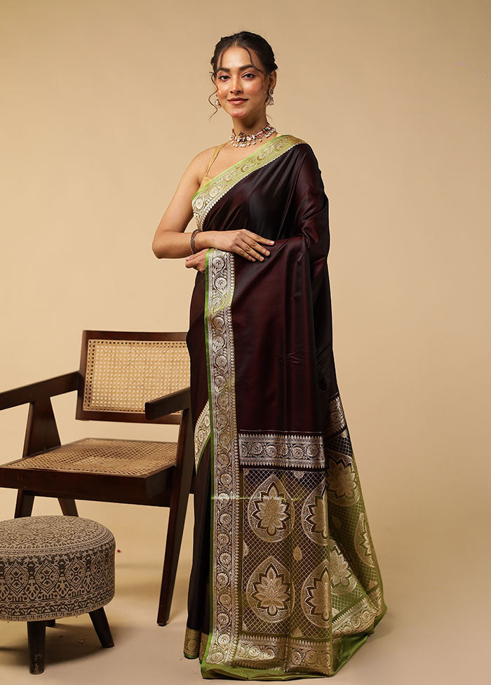 Black Banarasi Silk Saree With Blouse Piece