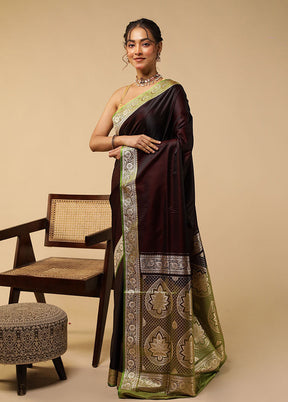 Black Banarasi Silk Saree With Blouse Piece