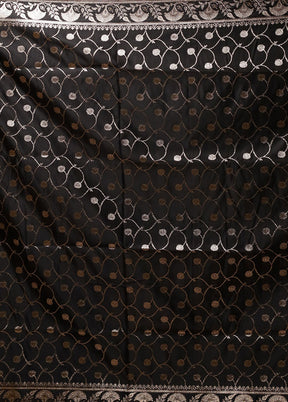 Black Banarasi Silk Saree With Blouse Piece