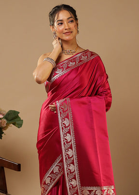 Puja to Party Duo – Maroon Banarasi & Green Printed Silk Sarees
