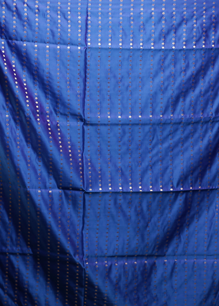 Blue Banarasi Silk Saree With Blouse Piece